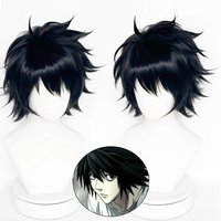 Death Note L Lawliet Al Rolette cos Wig Black Anti-upturned Anime Short Hair Comic Reality Show Synthetic Wig Halloween Party