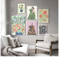 Tulip Violets Abstract Poster, Woman Coat Flower, Green Light, Aesthetic Prints, Wall Art, Canvas Painting, Room Decoration