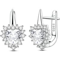925 Sterling Silver Earrings Women Sparkling Heart Hoop Earring For Anniversary Wedding Jewelry Gifts