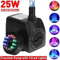 AC 220V 5/8/10/15/25W 1800L/H Portable Mini Brushless Motor Ultra-quiet Submersible Water Pump with Led Light Aquarium Fountains
