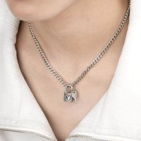 Fashion R Lock Key Necklace Punk Rock Nana Anime Pendant Necklace Female Trend Necklace For Women Men Girls Party Jewelry