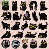 Cute Black Cat Collection Enamel Pin Cartoon Big Eyes Kitten Animal Brooches Lapel Backpack Badge Jewelry Gift For Kids Friends