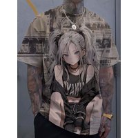 Cartoon Tattoo Girl Pattern 3d Printed Men's T-Shirt Oversized Sweatshirt For Men Bad Girl Harajuku Top Short Sleeve T Shirt