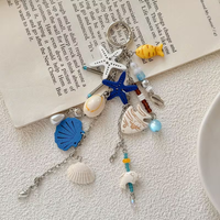 Starfish shell fish-shaped bead combination keychain for practical bag hanging, car hanging accessory