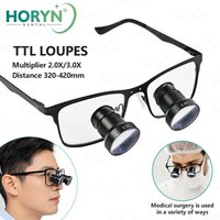 Horyn TTL Dental Loupes 2X 3X Ultralight Binocular Magnifier Dentist Surgical Glasses No Needed Adjustment Economy Metal Frame