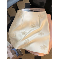 Korean Style Heavy Embroidery Beaded Flower Anti-Light A-Line Bodycon Skirt Women Summer New Slimming Half-length Skirt