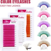 FADVAN Colorful Flowering Eyelashes Extension C/D Curl Easy to Fan Volume Pink Blue Red Eye Blooming False Lashes