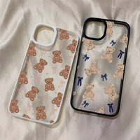 Cute Teddy Bear Bowknot Phone Case for Samsung Galaxy S24 Plus S23 S25 Ultra S21 S25 FE A56 A55 A54 A06 A16 A15 A35 A34 5G Cover