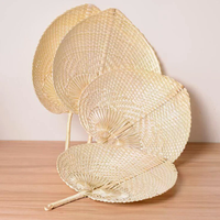 Handmade Straw Woven Fan Summer Cooling Bamboo Fan Craft Home Decoration Natural Woven Hand Fan
