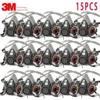 15p 3M 6200 Gas Mask for Spray Paint Decoration Chemical Dust Mask Body Protect Toxic Steam Filter Respirator Reusable Half Mask