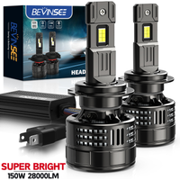 BEVINSEE H7 H4 H11 9005 HB3 9006 HB4 9012 HIR2 LED Headlight Bulbs 28000LM 150W Super Bright 6000K CANbus Turbo Car Lights 12V