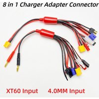 8IN1 RC Charger Adapter Connector 8 In 1 Charger 4.0mm Banana XT60 TRX Tamiya Lipo for RC Car Drone Imax B6 B6AC Battery Cable
