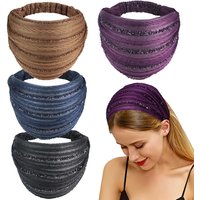 Women Lace Headband Wide Lace Hair Bands Headdress Fashion Glitter Headbands Hair Accessories for Women Girls