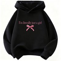 Children's bowknot letter print autumn sports and casual fashion hooded shirt