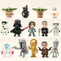 3-5cm 16 PCS/Set Star Wars Anime Mandalorian Cute Figure Action Force Awakens Black Series Darth Vader Mini Toys Model Kids Gift