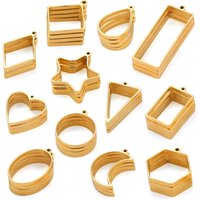10pcs Stainless Steel Geometric Figure Charm Hollow Glue Blank Pendant Tray Bezel Charms For Jewelry Making Supplies Findings