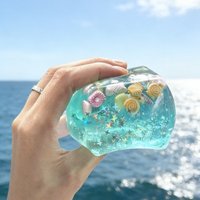 Blue Cubes Sea Squishy Fidget Toy Super Soft Transparent Star shell Squeeze Toy Ocean Sensory Anti-stress Toy Girl Christmas Gif