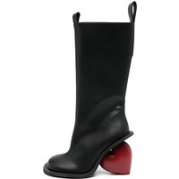 2026 Women Heart Shaped High Heels Shoes European And American Women's Mid Calf Boots Runway Long Boots Women Date Night Shoes