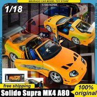 Pre-Sale Solido 1:18 Supra Mk4 A80 Diecast Model Fast & Furious Style Orange Green Livery Classic Jdm Sports Car Collectible Toy