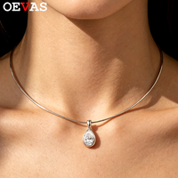 OEVAS 3CT 7*11mm Pear Cut Moissanite Necklace for Women S925 Sterling Silver Bezel Waterdrop Pendant Collar Chain Fine Jewelry