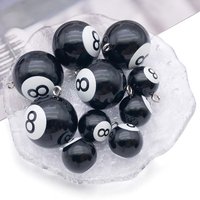 5/10 pcs Simulated Black 8-Ball Creative Resin Accessories, DIY Bag Charms, Billiard Keychain Pendants for Handmade Crafts.
