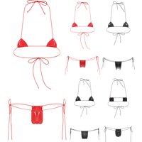 Micro Bikini Set Swimwear Women Swimsuit Women Biquini Halter Lace-up Bra with Low Rise G-string Nightclub Bikinis Bathing Suits