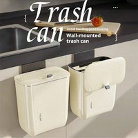 7L BIGCapacity Wall-Mounted Flip Lid Trash Can Space-Saving Kitchen Countertop Bin with Lid Waste Bin