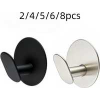 2/4/5/6/8pcs Stainless Steel Adhesive Hooks No Drilling Sturdy Durable for Clothes Towels Bathrobes Handbags Umbrellas Keys