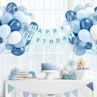 60pcs Blue and White Balloon 12inch Pastel Pearl Light Blue Confetti White Balloon for Bridal Baby Shower Wedding Birthday Party