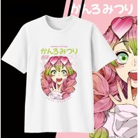 Demon Slayer Kanroji Mitsuri Kids Cotton T-Shirt, Adult Boys Girls Family Matching Casual Tee, Love Hashira Anime Print Tops