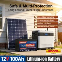 Fast Charging 12v lifepo4 battery 100Ah - Rechargeable Deep Cycle Battery for Outdoor Solar RV Emergency Supply
