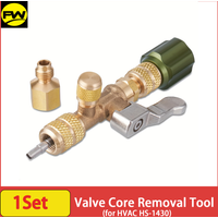 Valve Core Removal Tool for HVAC HS-1430 with SAE 1/4 and 5/16 Brass Adapter Compatible with R22 R12 R410 R32 R404 R407 R507