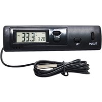 for DC 12V Digital Car Thermometer Display Electronic Clock Mini Thermometer LCD Backlight Indoor Outdoor Temperature Me