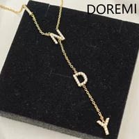 DOREMI Personalized 9mm Crystal Letters Choker Thin Chain Initial Letter Colorful Cz Letters Necklace for Women