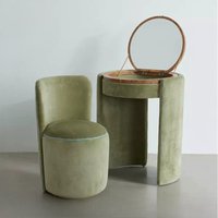 Small combination of dressing table, minimalist creative cream style dressing table, soft bag dressing stool integrated makeup
