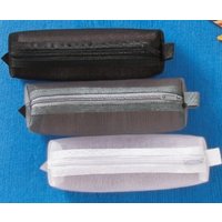 Mesh Pencil Case Transparent Zippered Pen Bag Office Student Stationery Storage Tool Durable Lightweight