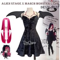 Alien Stage X MarchMonster CAFE Devil Mizi Cosplay Costume Dress Wig Velvet Gown Goth Halloween ANime Suit Collaboration Women