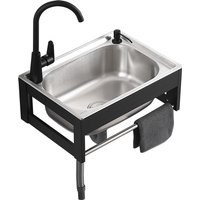Wall Mount Free Standing Outdoor Indoor Stainless Steel 304 Thicken Hand Wash Basin Kitchen Sink with Aluminium Alloy Bracket