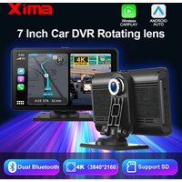 XIMA 7'' 4K Dash Cam Car Mirror Video Player Wireless Carplay Android Auto GPS Car Monitor Multimedia Rearview Camera Dashboard image 4