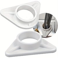 Two Stainless Steel Faucet Stabilizers With White Plastic Reinforcements Featuring A 34mm Inner Diameter Hole.