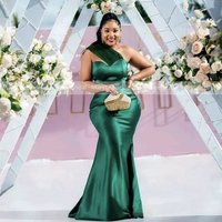 One Shoulder Dark Green Bridesmaid Dresses with Tulle Strap Mermaid Long Plus Size Wedding Guest Dress Maids Gown Customized