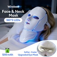 7-Farben Photon Gesichts- und Hals-Schönheitsmaske Kabellose LED-Gesichtsmaske zur Hautreparatur Faltenentferner Hautverjüngung Hautstraffung Hautpflege