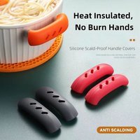 Heat Resistant Silicone Pot Handle Covers, Anti-Scald Insulated Grip Sleeves for Casserole, Steamer, Stock Pot, Kitchen Cookware
