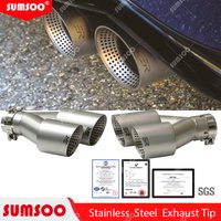 1Pcs Double Matte Stainless Steel Car Muffler Tip Exhaust Tip System Pipe Universal Exhaust Tip 60 63 for GTI MK7 Golf7 Nozzle