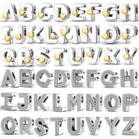 925 Sterling Silver Love Alphabet A-Z Charms 26 Letters Beads Fit Original Bracelet Pendant Dangle Women Jewelry Charm Gift