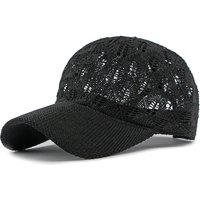 Women Hollow Out Knit Baseball Cap Summer Breathable Solid Color Adjustable Sun Hat Casual Outdoor Sports Visor Cap