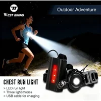 AliExpress West Biking WEST BIKING Outdoor Sport Light USB Rechargeable IPX5 Chest Light With Compass Hiking Safety Jogging Cycling Warning Light