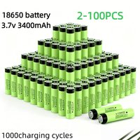 Original NCR18650B 3.7V 3400mAh 34B Rechargeable 18650 Lithium Battery 2-100PCS for Flashlight USB Charger