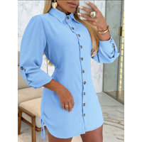 Elegant Flip Collar Button Long Sleeved Dress Women's Button Shirts Style Dress Temperament Spring Autumn Dresses