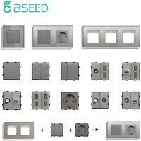 AliExpress BSEED Light Switches Glass Panel Parts White USB Wall Sockets Function Parts DIY EU CAT5 TV Sockets Power Outlet Parts Gray